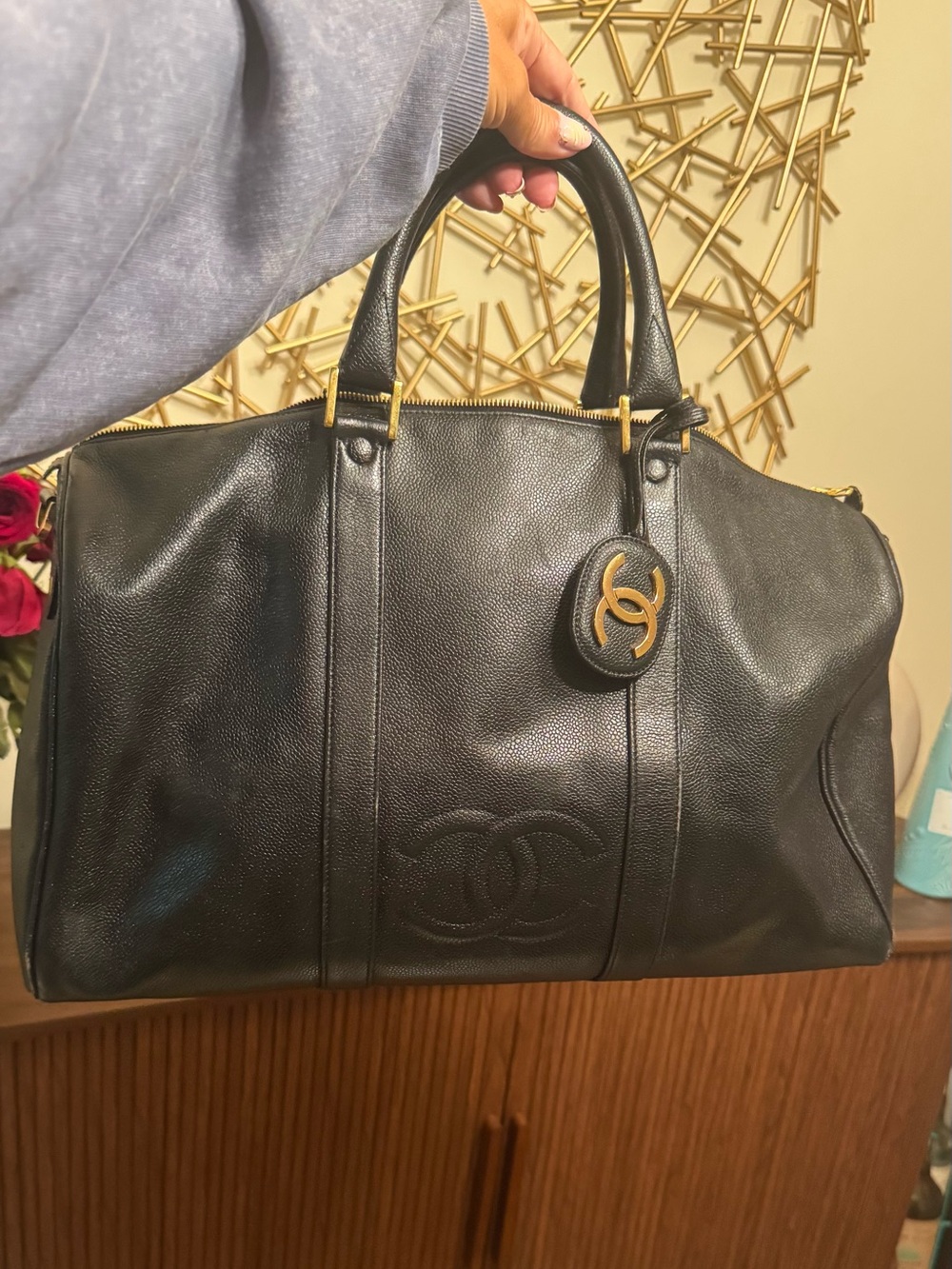 CHANEL Caviar Timeless CC Duffel Bag Black